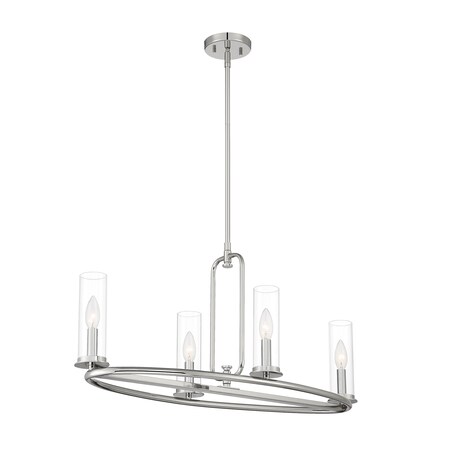 Designers Fountain Hudson Heights 60 Watt 4 Light Polished Nickel Linear Pendant with Clear Glass Shade D268C-IS-PN